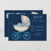 Baby Carriage Boy Baby Shooter RSVP Card (Vorne/Hinten)