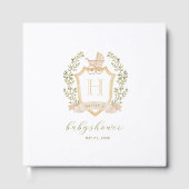 Baby Carriage Crest Monogram | Neutral Baby Shower Gästebuch (Vorderseite)