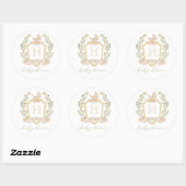 Baby Carriage Crest Monogram | Neutral Baby Shower Runder Aufkleber (Blatt)