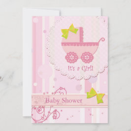 Baby Carriage Das ist ein Mädchen! Pink Baby Dusch Einladung