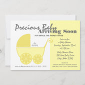 Baby Carriage Gelb und Grau Einladung (Vorderseite)