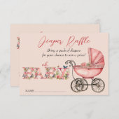 Baby Carriage Girl Baby Shower Windelwecker Raffel Begleitkarte (Vorne/Hinten)