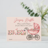 Baby Carriage Girl Baby Shower Windelwecker Raffel Begleitkarte (Stehend Vorderseite)