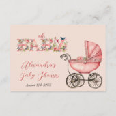 Baby Carriage Girl Baby Shower Windelwecker Raffel Begleitkarte (Rückseite)