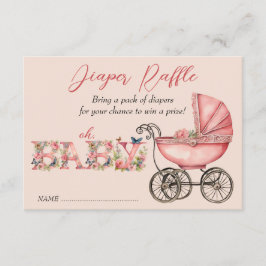 Baby Carriage Girl Baby Shower Windelwecker Raffel Begleitkarte