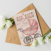 Baby Carriage Girl Babydusche Einladung