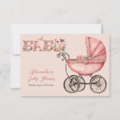 Baby Carriage Girls Baby Shooter RSVP Card (Rückseite)