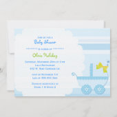 Baby Carriage "It's a Boy" Blue Baby Dusche Einladung (Rückseite)