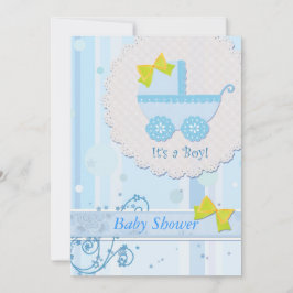 Baby Carriage "It's a Boy" Blue Baby Dusche Einladung