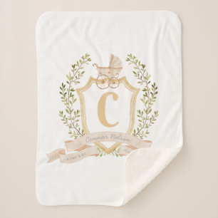 Baby Carriage Monogram "C" Kinderzimmer Baby Blank Sherpadecke