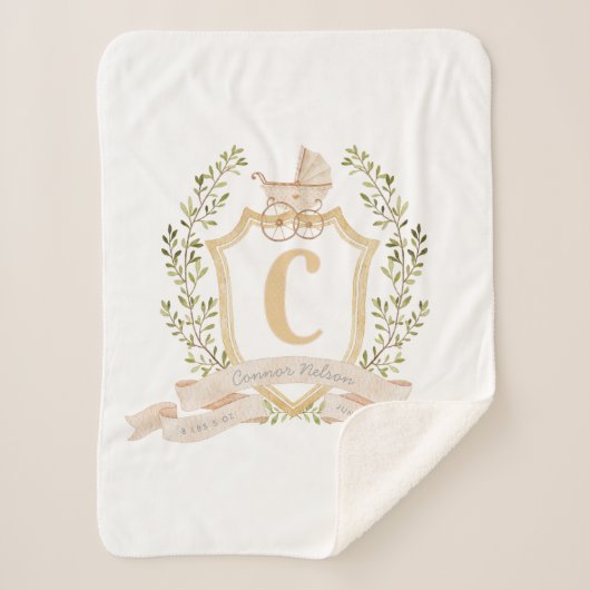 Baby Carriage Monogram "C" Kinderzimmer Baby Blank Sherpadecke (Vorderseite)