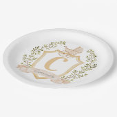 Baby Carriage Monogram "C" | Neutral Pappteller (Schrägansicht)