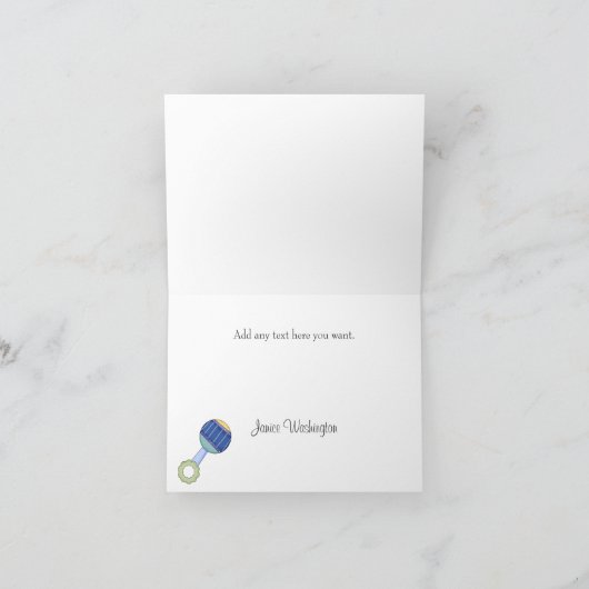 Baby Carriage & Rattle Baby Dankeschön Card Dankeskarte (Innenseite)