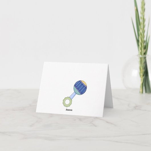 Baby Carriage & Rattle Baby Dankeschön Card Dankeskarte (Rückseite)