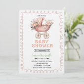 Baby carriage shower invitation einladung (Stehend Vorderseite)