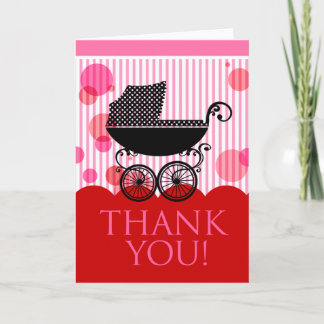 Baby Carriage Thank You (red pink) Dankeskarte
