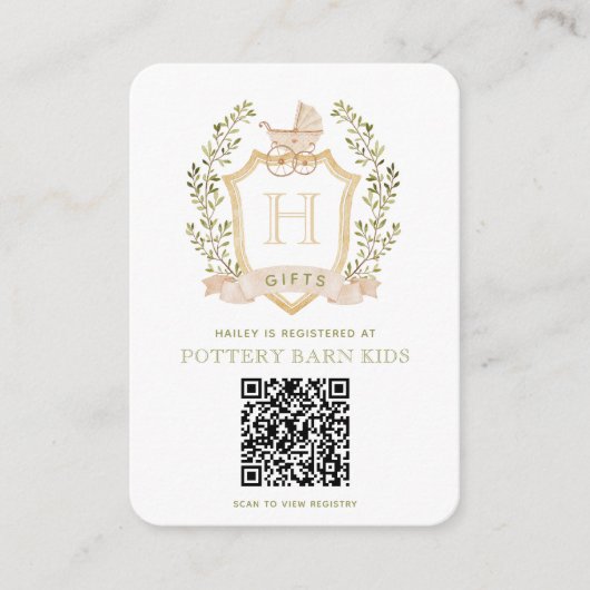 Baby Carriage Wappen | Baby Shooter-Geschenkregist Begleitkarte (Vorderseite)