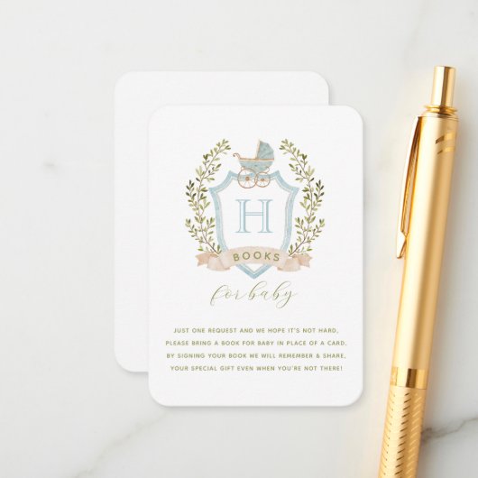 Baby Carriage Wappen | Bücher für die Babyverpacku Begleitkarte (Vorderseite/Rückseite Beispiel)