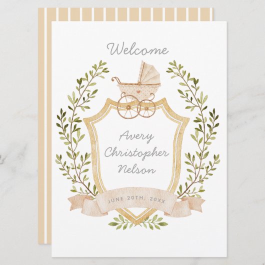 Baby Carriage Wappen | Neutrales Krankenhauszeiche Ankündigung (Vorne/Hinten)