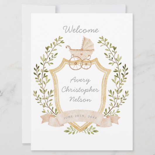 Baby Carriage Wappen | Neutrales Krankenhauszeiche Ankündigung (Vorderseite)