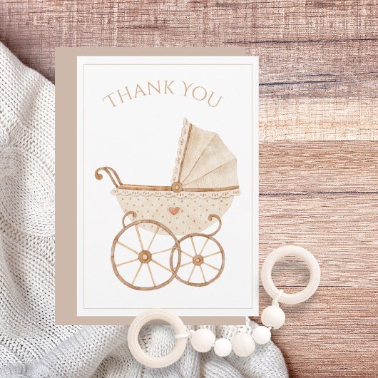Baby Carriage Watercolor Kinderdusche Vielen Dank Dankeskarte