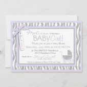 Baby Carriage, Zebra Print & Lavender Baby Dusche Einladung (Rückseite)
