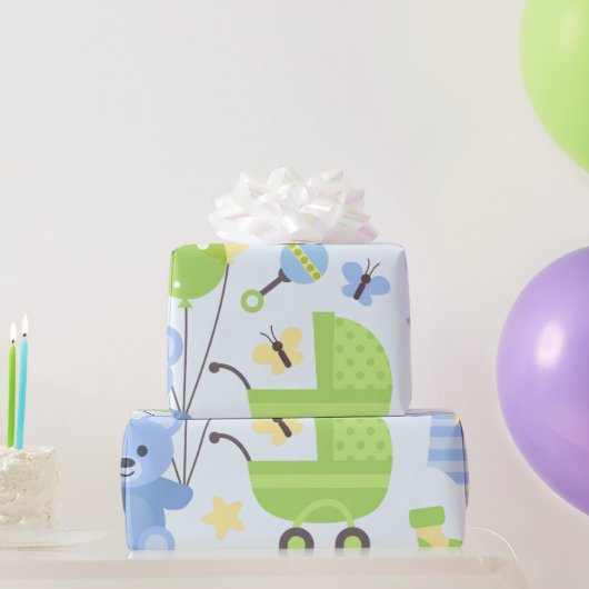 Baby Carrier- Boy Baby Dusche Geschenkpapier (Partygeschenke)