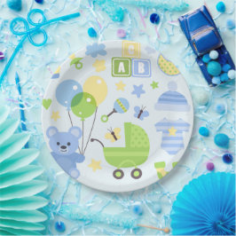 Baby Carrier- Boy Baby Dusche Pappteller