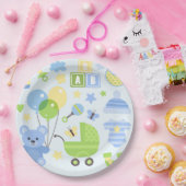 Baby Carrier- Boy Baby Dusche Pappteller (Party)