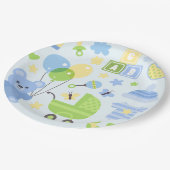 Baby Carrier- Boy Baby Dusche Pappteller (Schrägansicht)