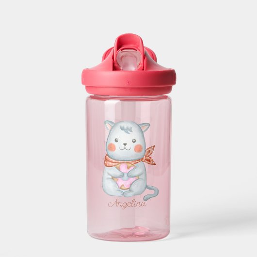 Baby Cartoon Kitten Personalisiert Trinkflasche (Vorne)