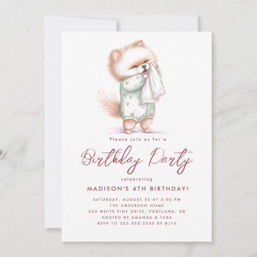 Baby Cat in Pajamas Geburtstagsparty Einladung (Vorderseite)