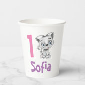 Baby Cat Kariert erste Geburtstagspersonalize Pappbecher (Vorderseite)