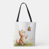 Baby Cat und Butterfly Tote Bag Tasche (Rückseite)