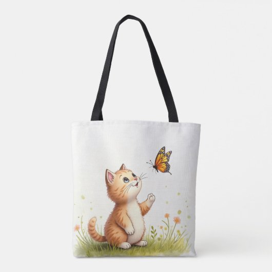 Baby Cat und Butterfly Tote Bag Tasche (Rückseite)