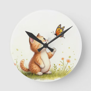 Baby Cat und Schmetterling Uhr