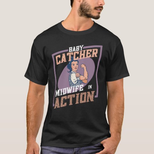 Baby Catcher - Hebamme in Aktion T-Shirt (Vorderseite)