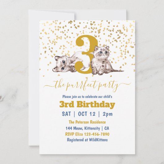 Baby Cats Perfect Party Child's Birthday Einladung (Vorderseite)