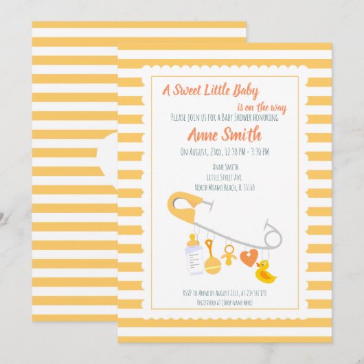 Baby charms Button Kinderdusche Einladung (Vorne/Hinten)