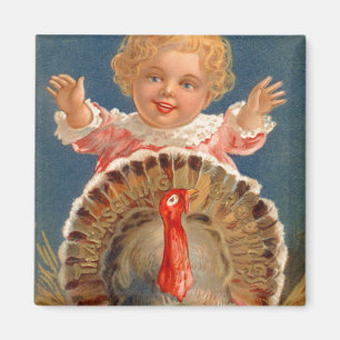 Baby Chasing Tom Turkey Vintag Magnet