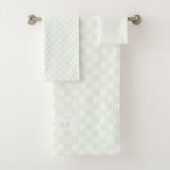 Baby Checkerboard Pastel Green White Badhandtuch Set (Insitu)