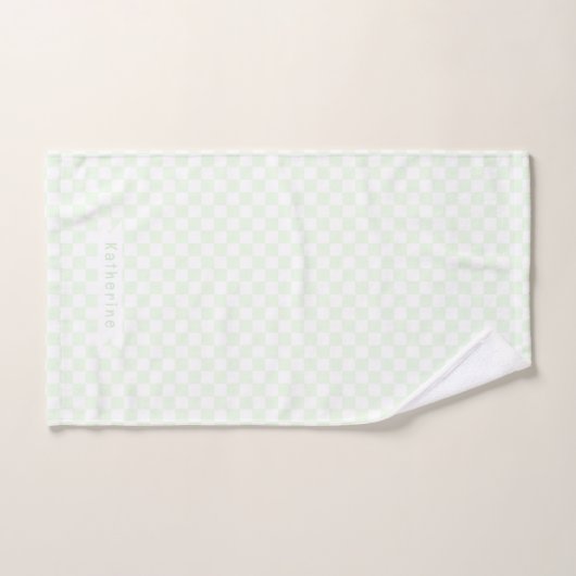 Baby Checkerboard Pastel Green White  Badhandtuch Set (Handtuch)