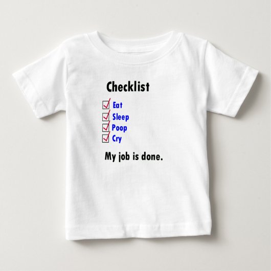 Baby Checkliste Baby T-shirt (Vorderseite)