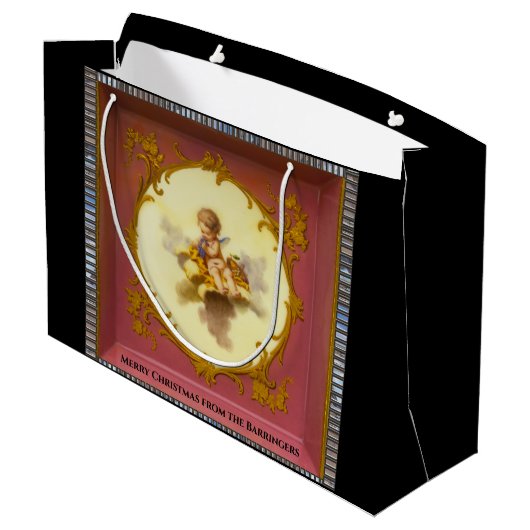 Baby Cherub Holiday Joy Große Geschenktüte (Rückseite Schrägansicht)