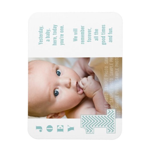 Baby Chevron 1st Birthday Foto Memory Magnet (Vertikal)