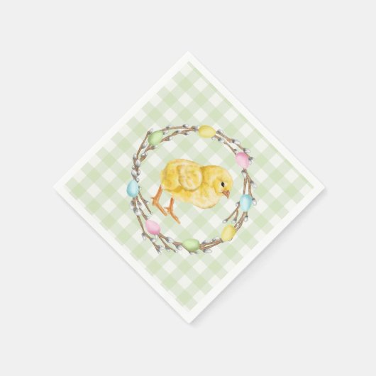 Baby Chick And Pastel Willow Wreath Easter Serviette (Ecke)