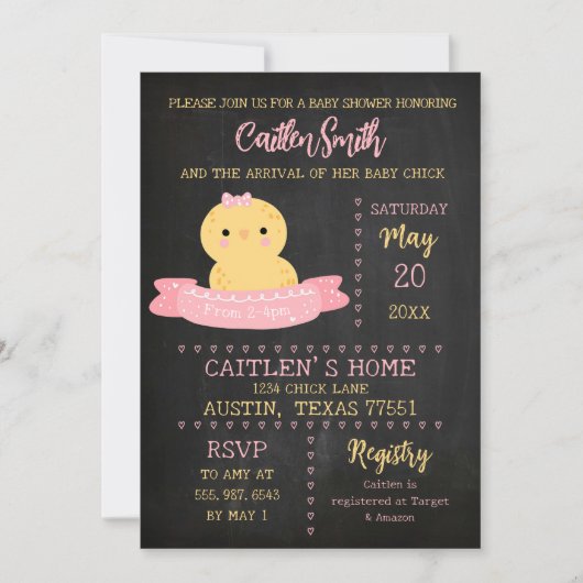 Baby Chick Baby Shower Einladung (Vorderseite)