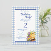 Baby Chick Boys Blue Geburtstagsparty Einladung (Stehend Vorderseite)