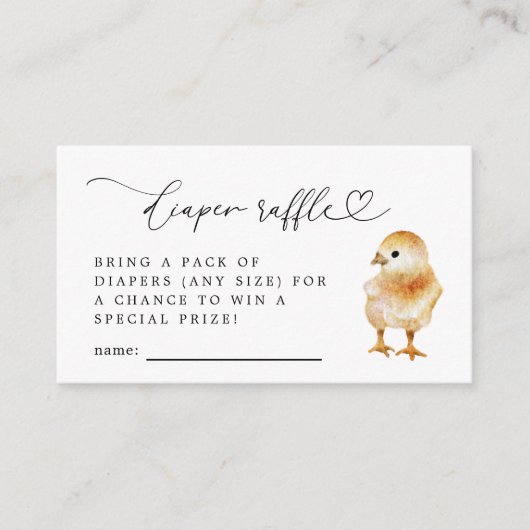 Baby Chick Diaper Raffle Ticket Begleitkarte (Vorderseite)