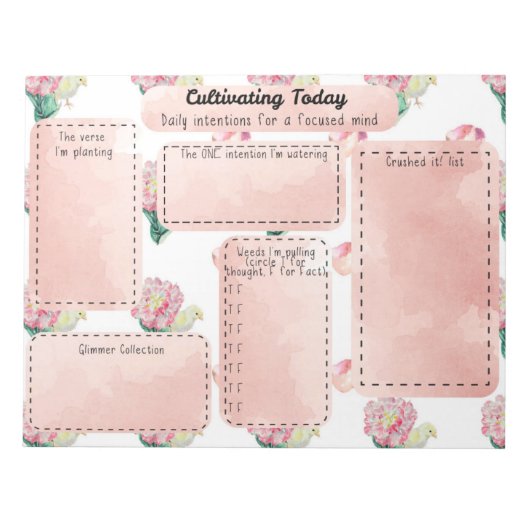 Baby Chick Fresh Spring Mindset Daily Intention Notizblock (Vorderseite)